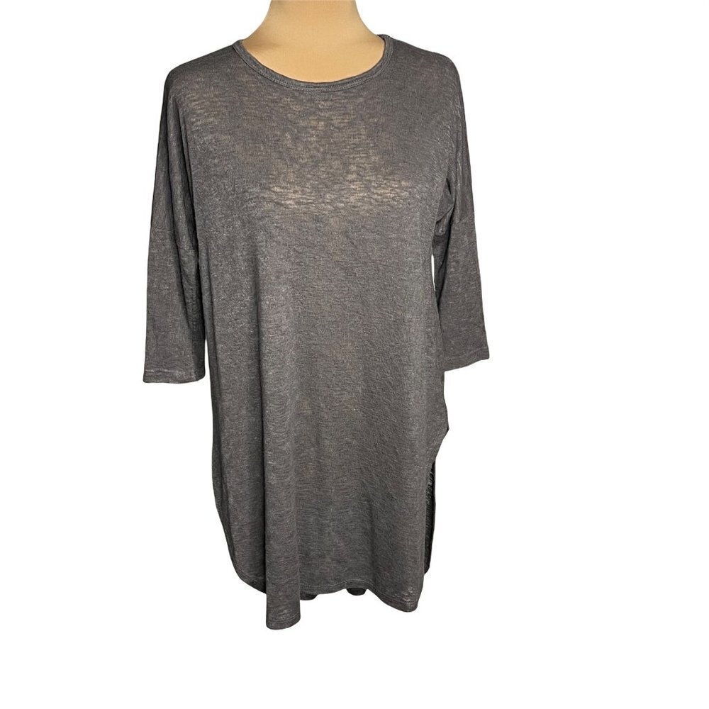 Ginger G Gray High/Low Tunic Shirt Size Large Top Casual Long